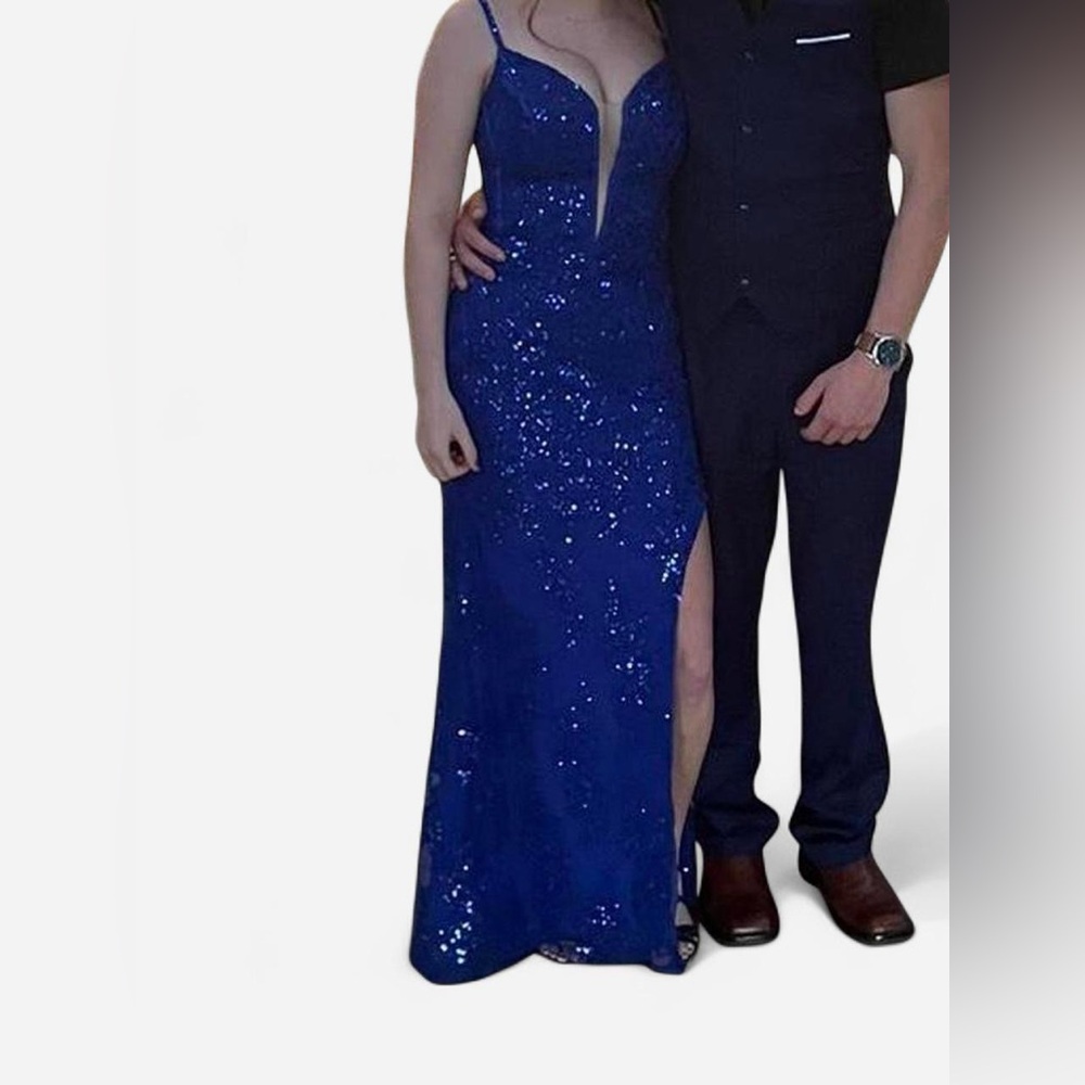 Elegant Blue Sequin Gown